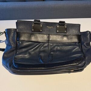 rag & bone Navy and Black Leather Satchel